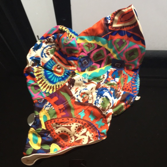 Folding wide brim hat huge white yellow sun flower - Picture 5 of 6